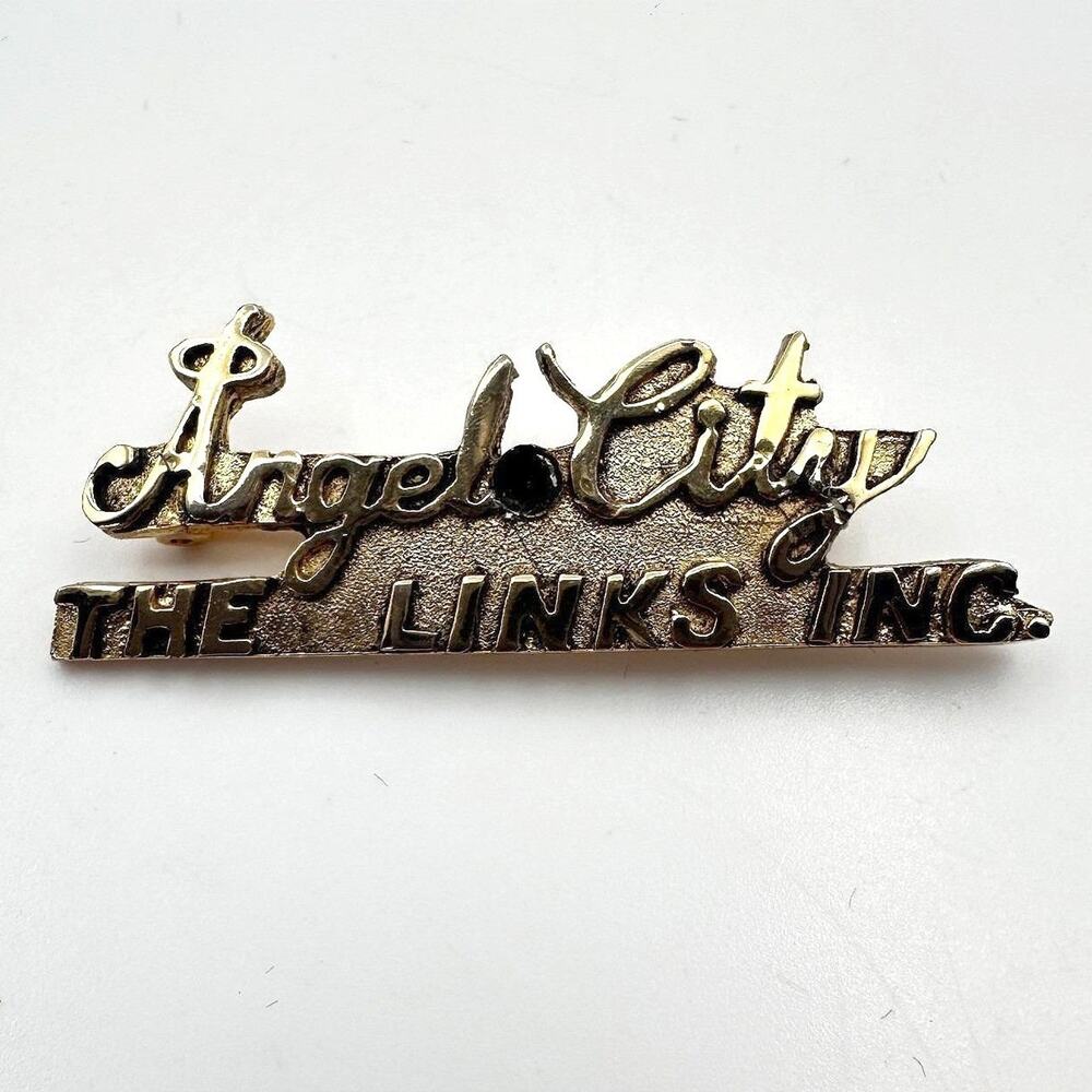 Vintage Y2K 90s Gold Tone Angel City The Links Inc Brooch Pin Women's Jewelry